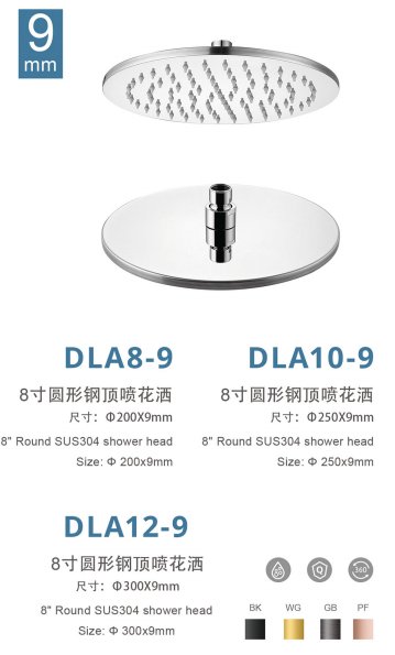 DLA10-9 10寸圆形全铜质保顶喷花洒