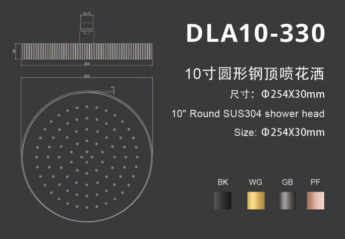 DLA10-330 10寸圆形钢顶喷花洒